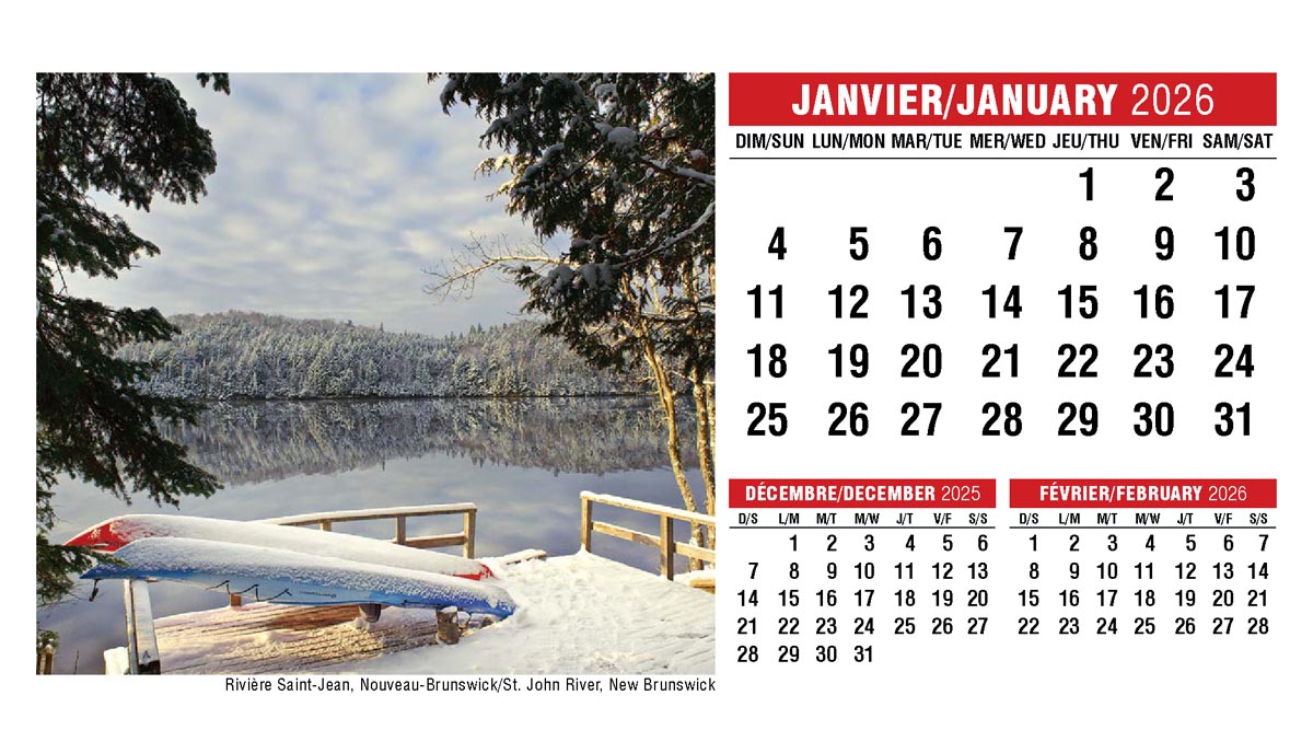 Galleria Canadian Scenes( ENG/Fr) Promotional Desk Calendar- 2026